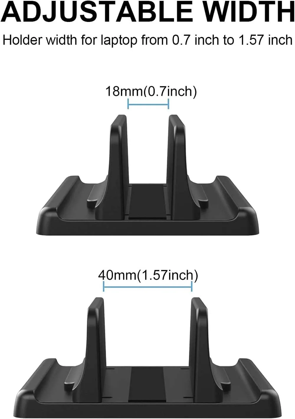 Dual-Slot Adjustable Vertical Laptop Stand ABS Plastic 4in1 Design Space-Saving for MacBook Chromebook Surface HP Dell Book iPad