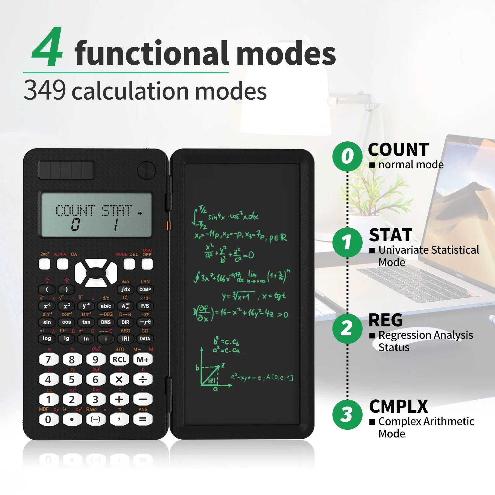 Mini Scientific Calculator with Writing Tablet Calculators Notepad Memo Office Electronics School Supplies 991es Ms EX 82ms NEW