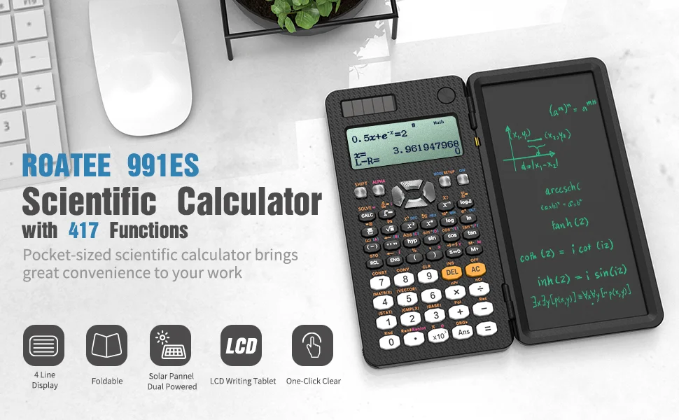 Mini Scientific Calculator with Writing Tablet Calculators Notepad Memo Office Electronics School Supplies 991es Ms EX 82ms NEW