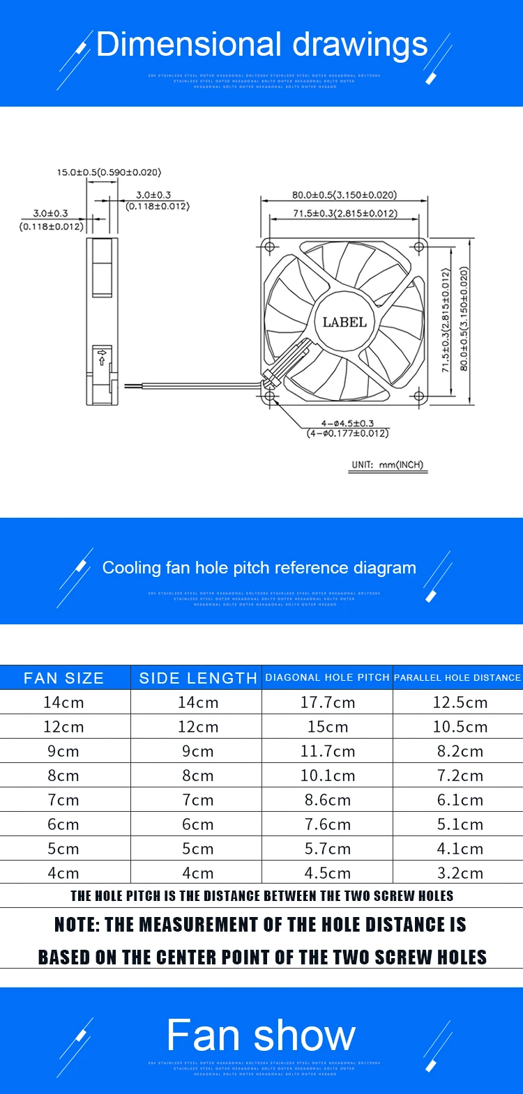 ACP8015 8cm 80mm Fan 80x80x15mm DC5V 12V 24V 2pin Cooling Fan for Router Chassis Power Supply Charger Inverter