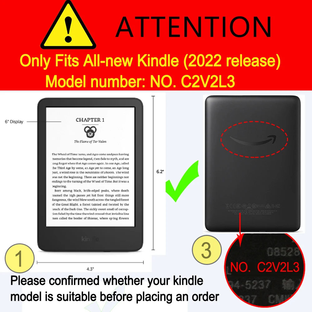 For Kindle Case All-New Kindle 11th 2022/2024 Released 6Inch K11/K12/RS23CV/C2V2L3 Magnetic Smart Fabric Screen Protector Cover