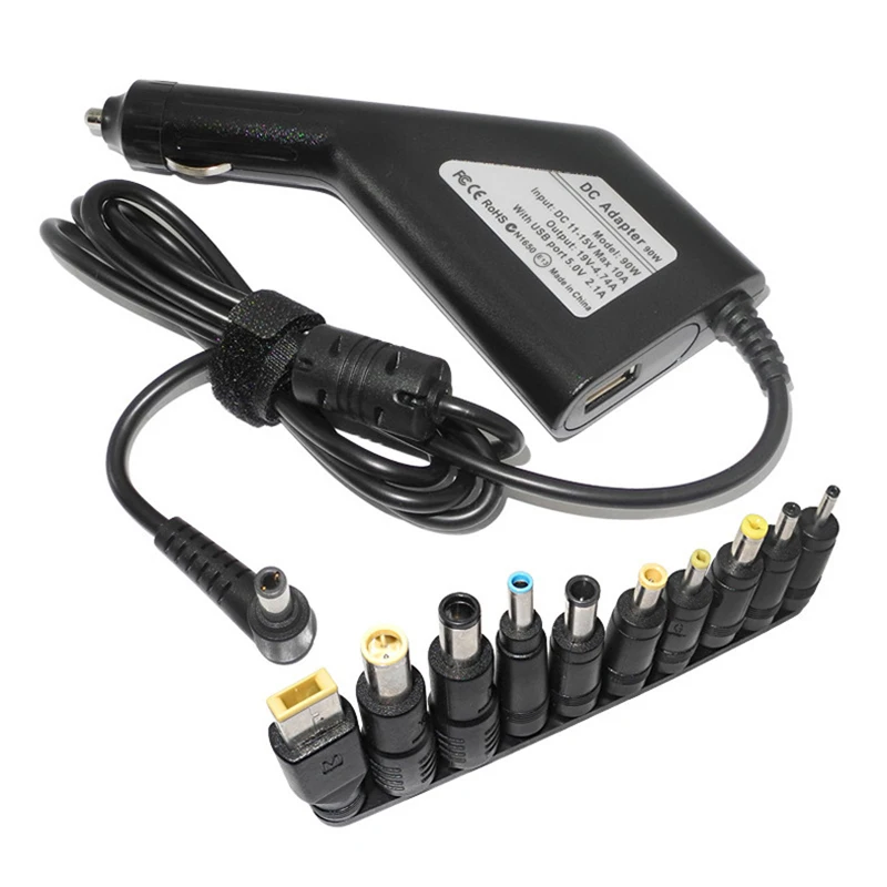 Car Charger19V 4.74A 90W Universal Laptop Power Adapter Charger for Lenovo Asus Acer Dell HP Samsung Toshiba with 10 Connectors