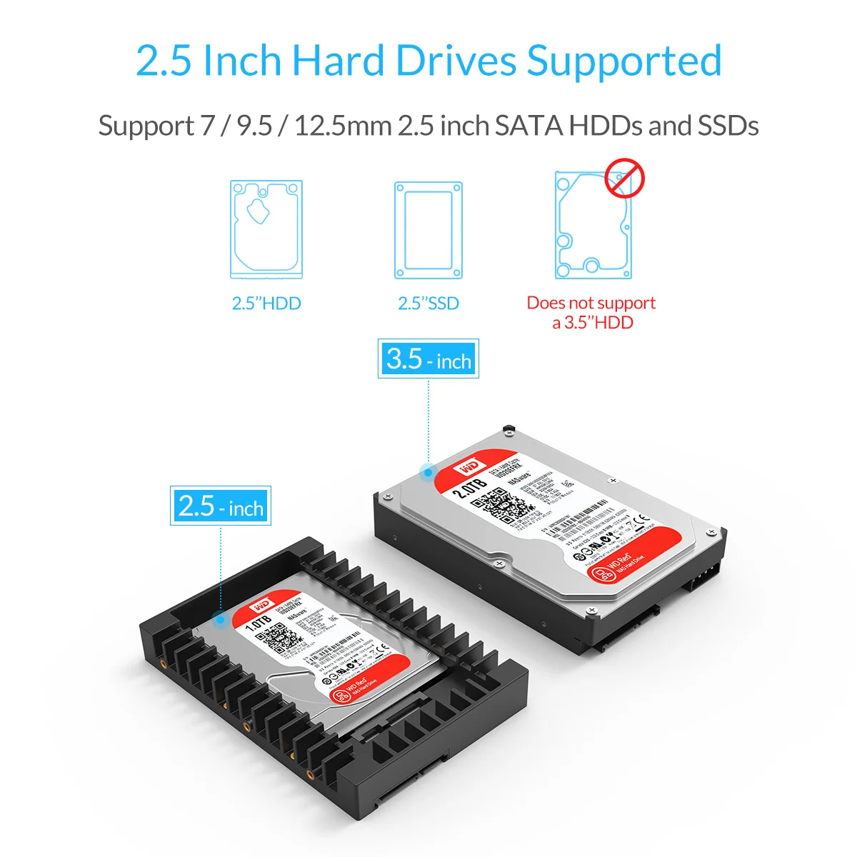 ORICO Hard Drive Caddy 2.5 to 3.5 inch Stainless Internal Hard Drive Mounting Bracket Adapter 3.5 inch SATA HDD Mobile Frame