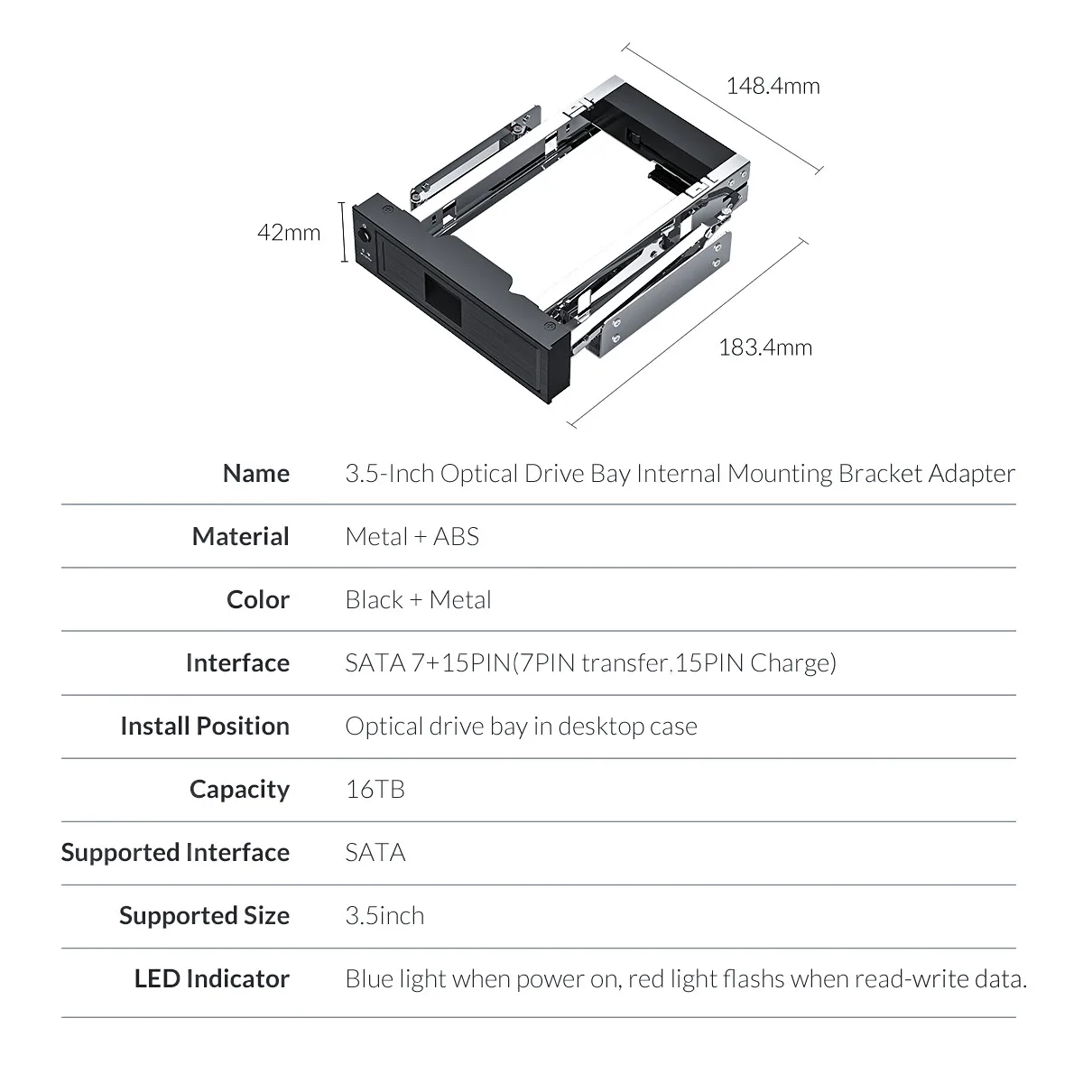ORICO Hard Drive Caddy 2.5 to 3.5 inch Stainless Internal Hard Drive Mounting Bracket Adapter 3.5 inch SATA HDD Mobile Frame