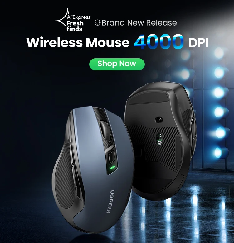 UGREEN Mouse Wireless Ergonomic Mouse 2.4GHz 4000 DPI Silent 6 Buttons For MacBook Tablet Laptop PC Mute Mice Quiet 2.4G Mouse