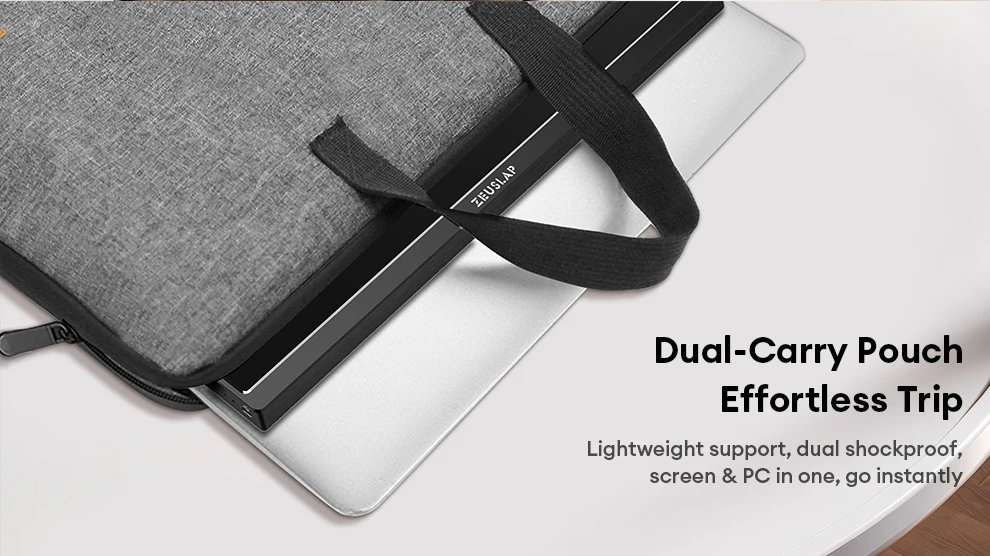 ZEUSLAP 13.3" 14" 15.6" 16" Portable Monitor Bag Waterproof Nylon Ultrabook Laptop Messenger Hand Bag