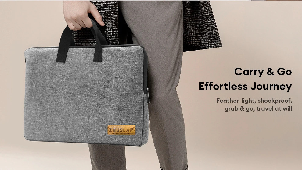 ZEUSLAP 13.3" 14" 15.6" 16" Portable Monitor Bag Waterproof Nylon Ultrabook Laptop Messenger Hand Bag
