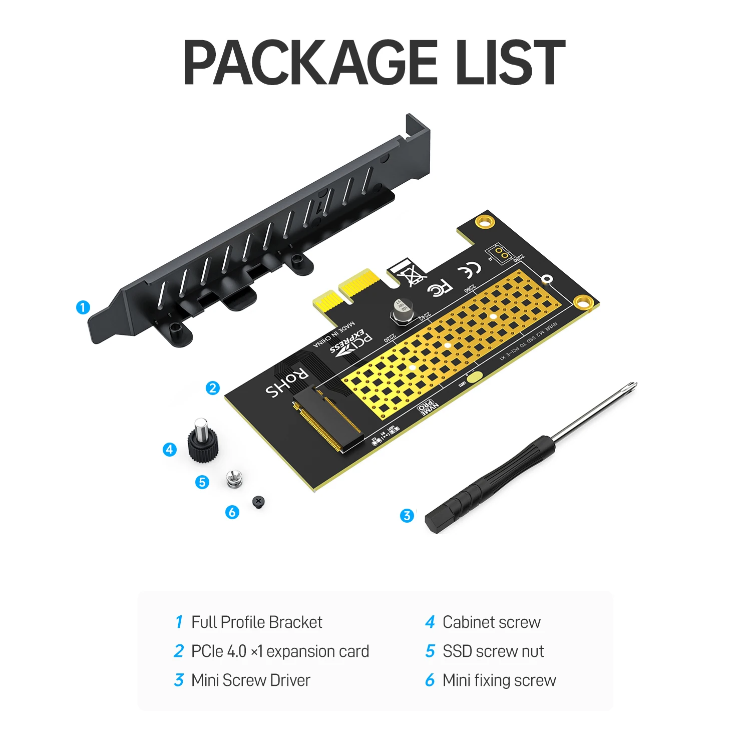 JEYI M.2 NVME SSD to PCIE X1 Adapter Card, 2280 SSD PCIe 3.0 4.0 Expansion Card for Desktop PC, PCI-E GEN4 16Gbps Full Speed SK1
