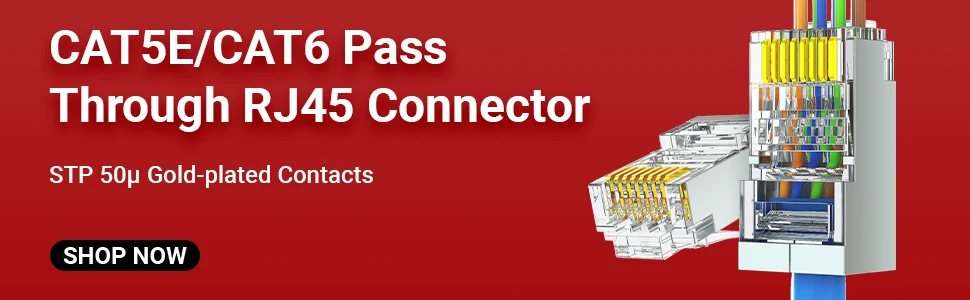 AMPCOM rj45 Crimper CAT7 Crimping Tool for Pass Through RJ11 RJ 45 Connector CAT6 CAT5E Modular Plugs With Wire Stripper Cutter