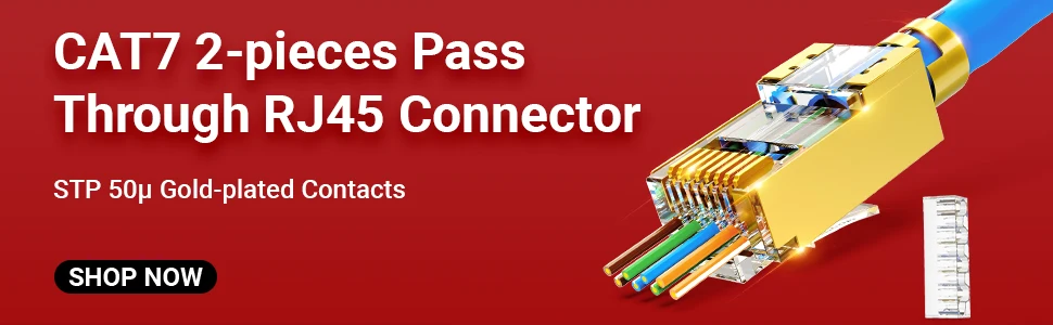 AMPCOM rj45 Crimper CAT7 Crimping Tool for Pass Through RJ11 RJ 45 Connector CAT6 CAT5E Modular Plugs With Wire Stripper Cutter