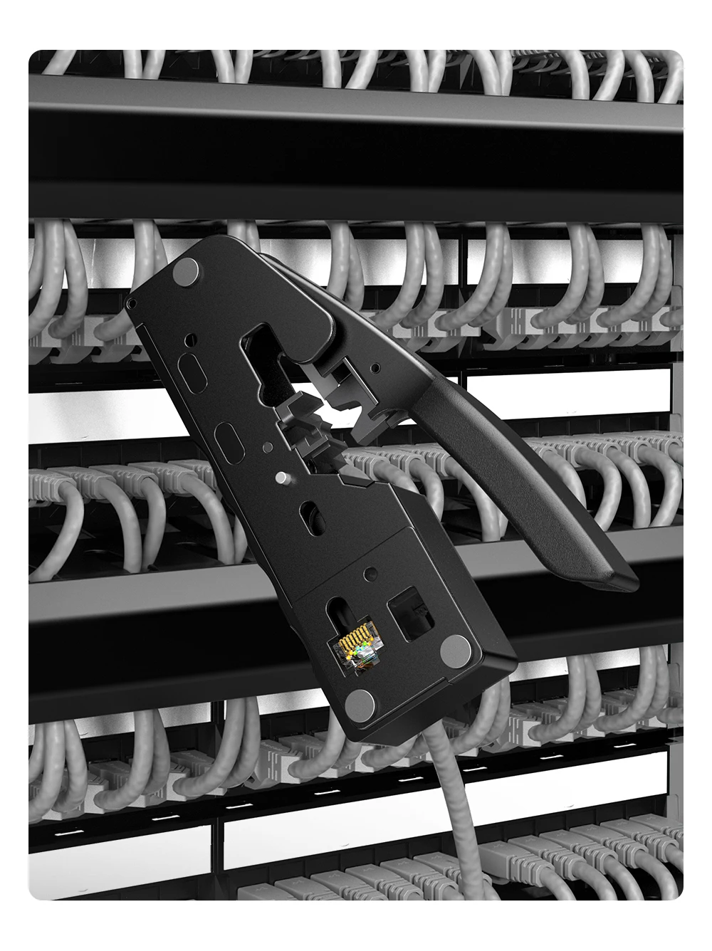 AMPCOM rj45 Crimper CAT7 Crimping Tool for Pass Through RJ11 RJ 45 Connector CAT6 CAT5E Modular Plugs With Wire Stripper Cutter