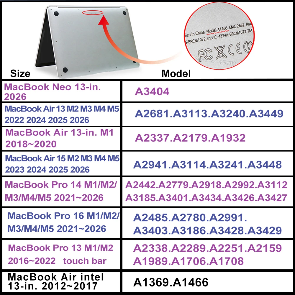 Laptop Case For MacBook Air 13 Case M5 MacBook Pro 13 Case M1 M2 Air 15 M4 Cover Funda MacBook Pro 14 Case M3 Pro 16 Neo A18