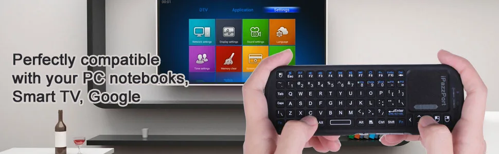 IPazzPort 2.4G Mini Wireless Keyboard with Touchpad Mouse Combo, Handheld Portable for Tablet/Laptop/Notebook/ Android TV Box/PC