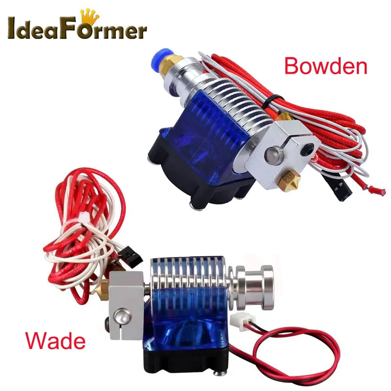 V6 J-head 12V 24V All Metal Hotend Wade or Bowden 1.75/3.0mm Filament Nozzle Cooling Fan Bracket Block Thermistors Heat Sink Kit