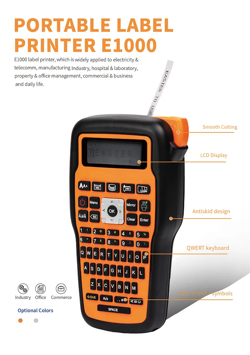 Handheld Label Maker Compatible for Brother Ptouch tze Cable Label Machine 203dpi E1000PRO Labeler for Communication Cable Label