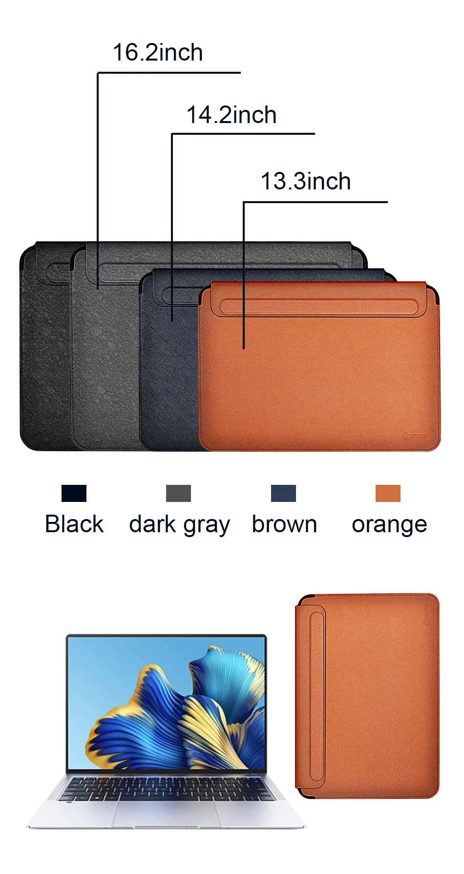 Cingrow Laptop Sleeve for MacBook Air 15.3 2026 Waterproof Laptop Bag for MacBook Air 13 Pro 14 Ultra-thin Notebook Bag 15.6