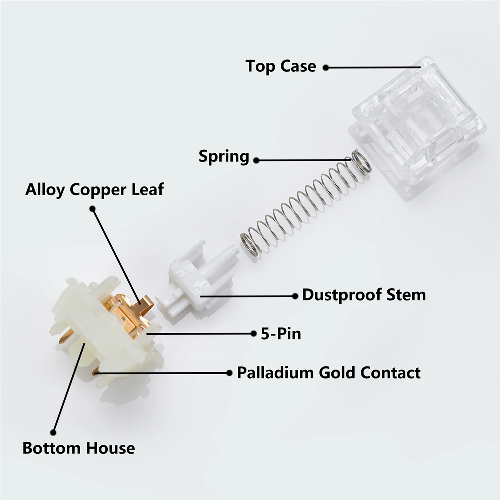 Wholesales KTT Kang White V3 Switches Mechanical Keyboard Switch 5Pin Custom Cherry RGB SMD Gaming Compatible With MX Switch