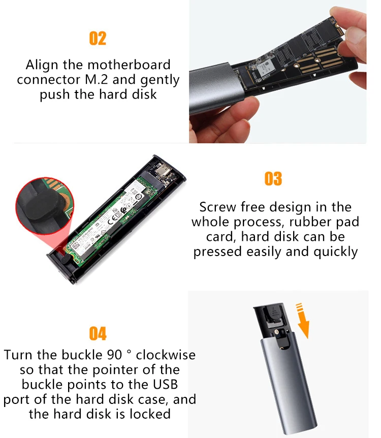 UTHAI M.6 Hard Disk Box 3.1 Dual Protocol NVME/NGFF SATA SSD Type-C 3.1 Disk Tool Free M.2 SSD Case Built-in Metal Heat Sink