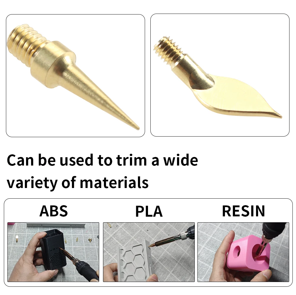 Toaiot Heat Insert Nut Iron Tip Hot Melt Heat Set Insert Tool Soldering Iron Tip 3D Printing Modify Finishing Brass Thread Embed