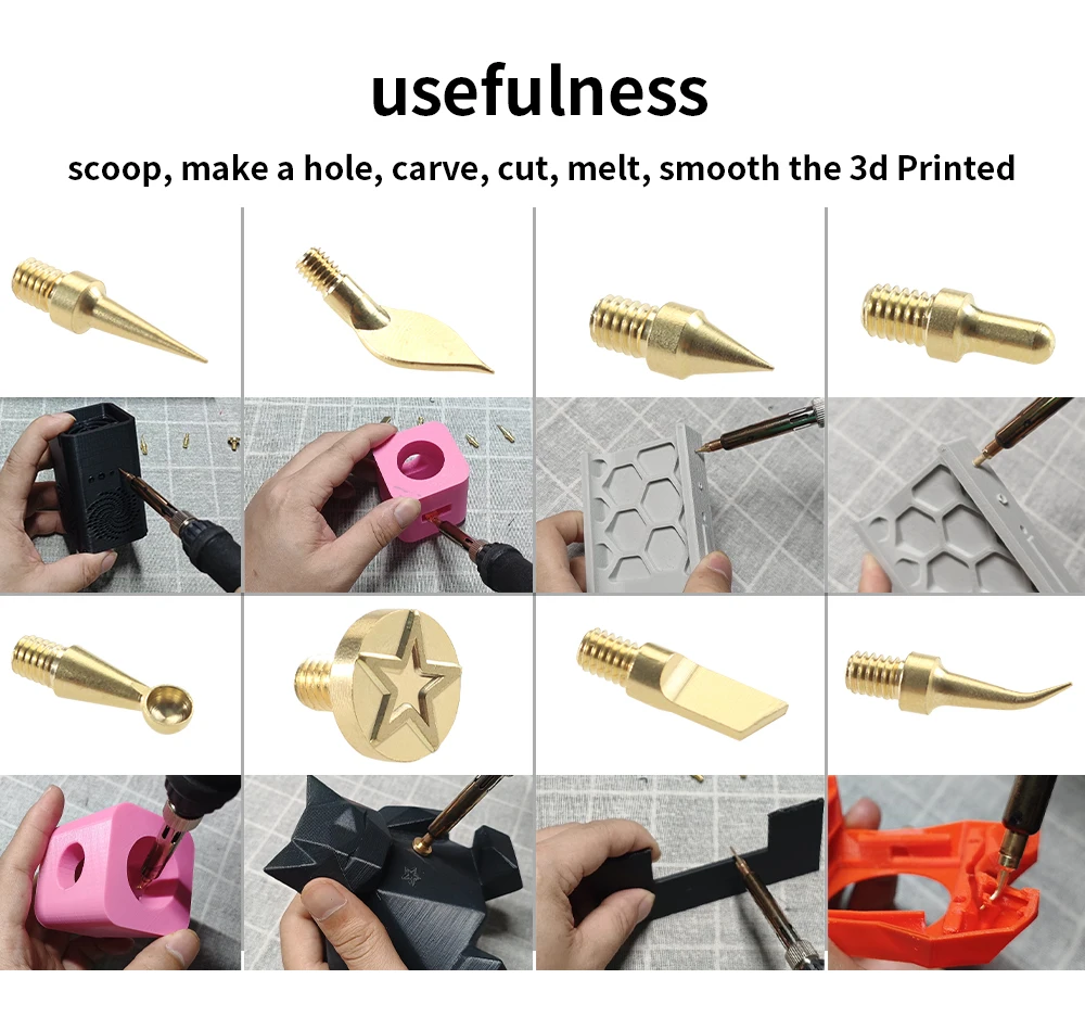 Toaiot Heat Insert Nut Iron Tip Hot Melt Heat Set Insert Tool Soldering Iron Tip 3D Printing Modify Finishing Brass Thread Embed