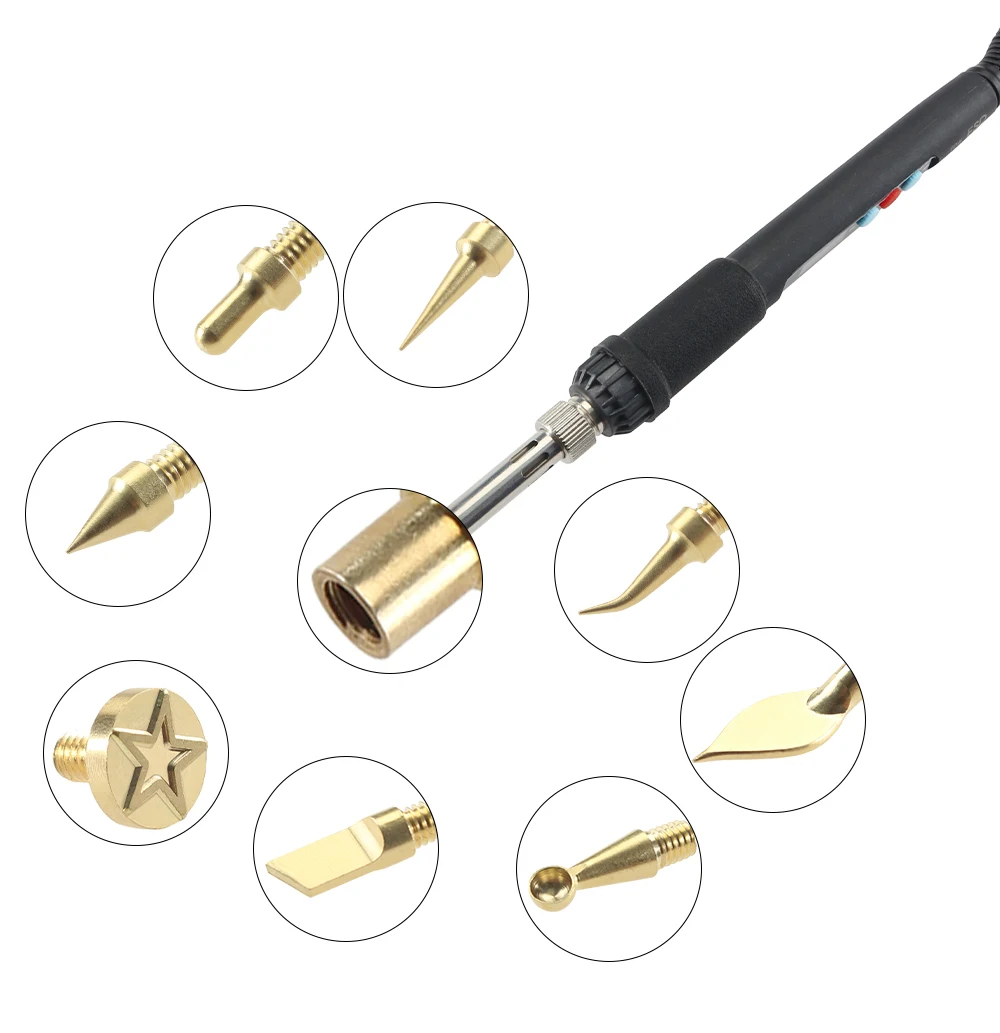 Toaiot Heat Insert Nut Iron Tip Hot Melt Heat Set Insert Tool Soldering Iron Tip 3D Printing Modify Finishing Brass Thread Embed