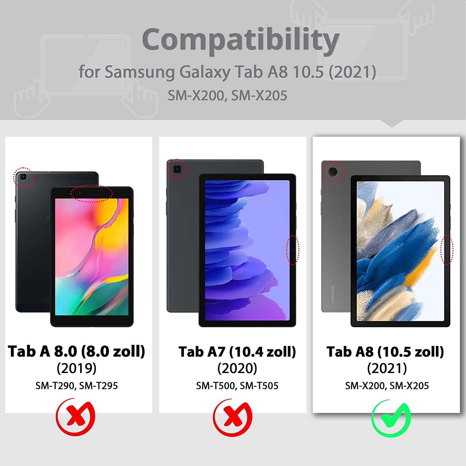Case For Samsung Galaxy Tab A8 2021 Tablet Cover for Samsung Tab A8 10.5 SM-X200/SM-X205 360 Degree Rotating Leather Cover