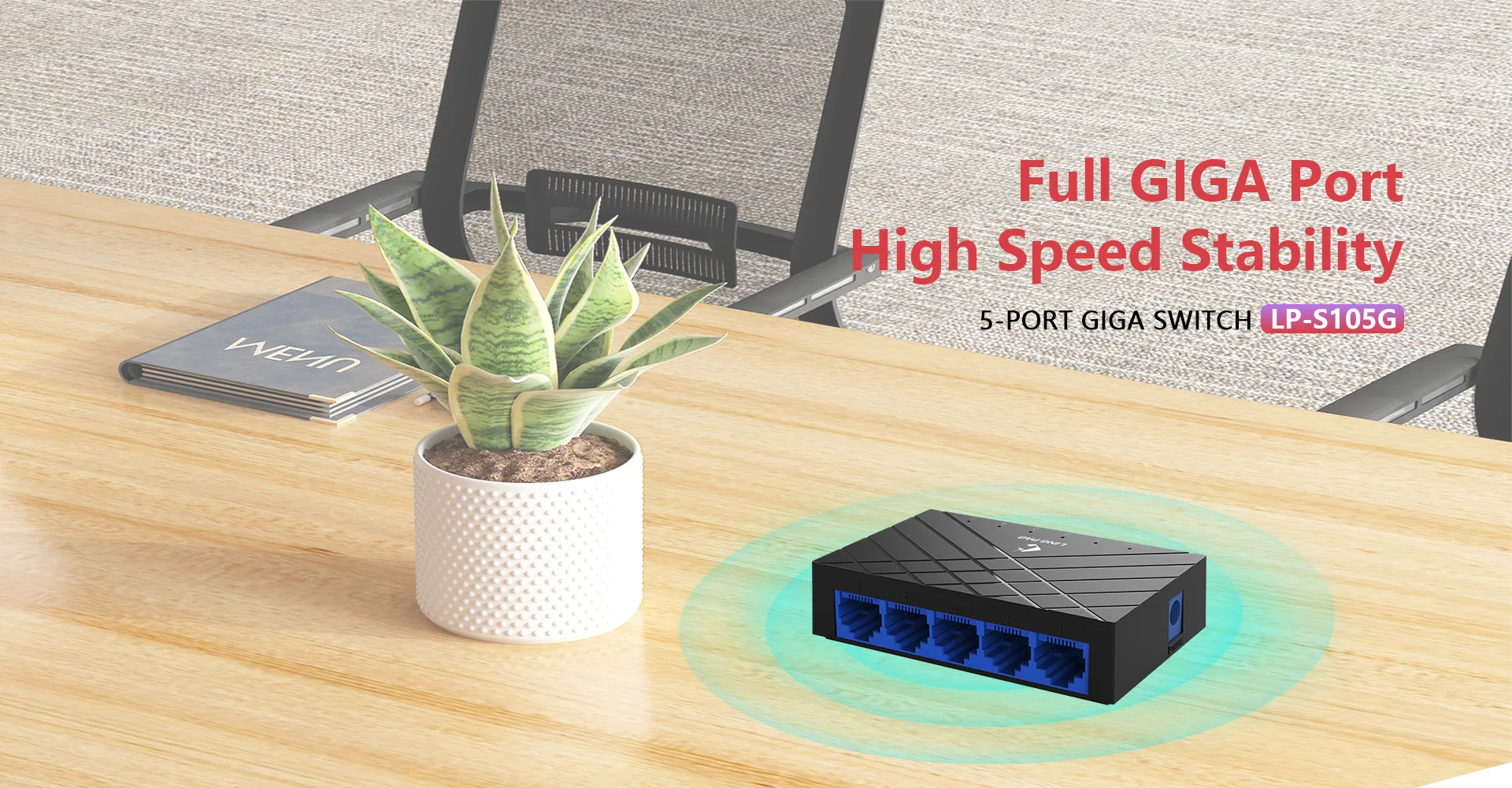 LP-S105G 5-PORT 1000M Gigabit Switch Monitoring Network Cable Splitter Commercial Networking Equipments