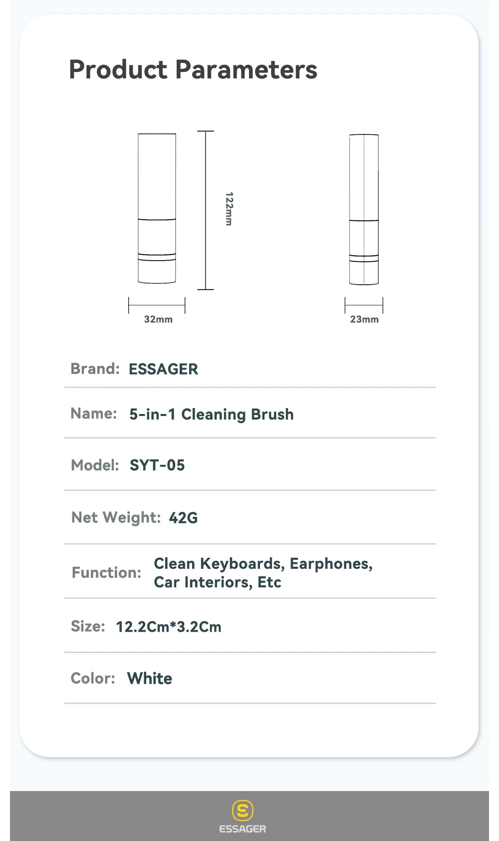 Essager 5 in 1 Cleaning Kit For Computer Keyboard Cleaner Brush Earphones Cleaning Pen For AirPods Pro 3 iPhone Cleaning Tools