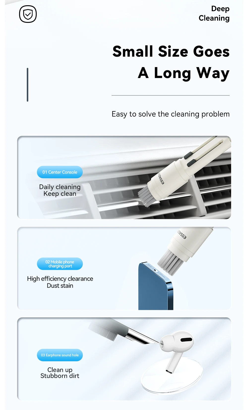 Essager 5 in 1 Cleaning Kit For Computer Keyboard Cleaner Brush Earphones Cleaning Pen For AirPods Pro 3 iPhone Cleaning Tools