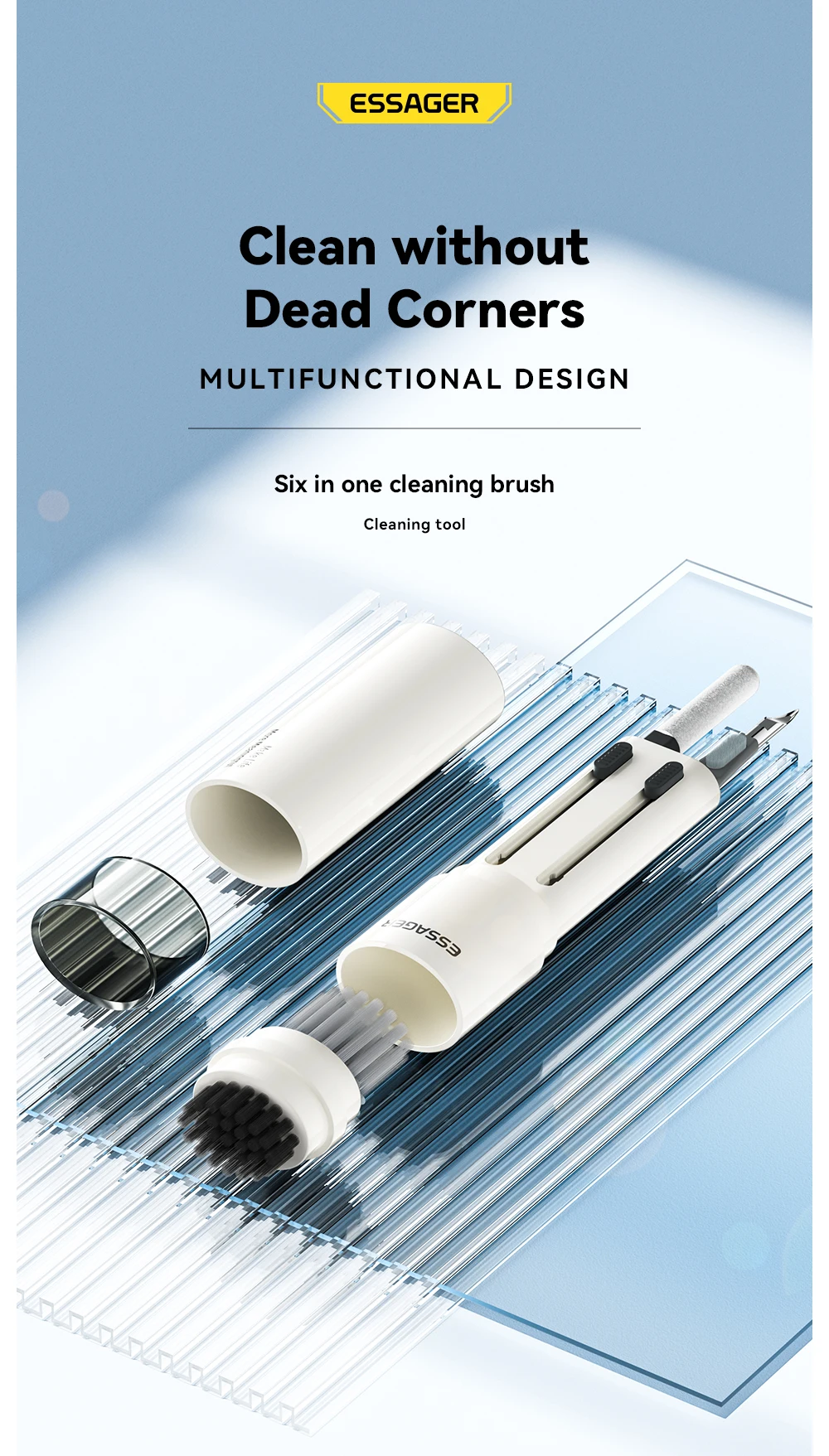 Essager 5 in 1 Cleaning Kit For Computer Keyboard Cleaner Brush Earphones Cleaning Pen For AirPods Pro 3 iPhone Cleaning Tools
