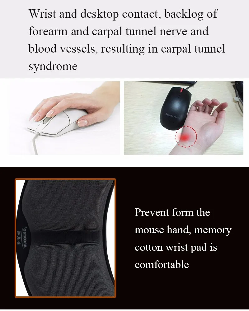 Anti-skid Memory Foam Mouse Pad Mousepad Support Wrist Rest Mat Ergonomic Office Healthy Mouse Pad for Computer Laptop Desktop