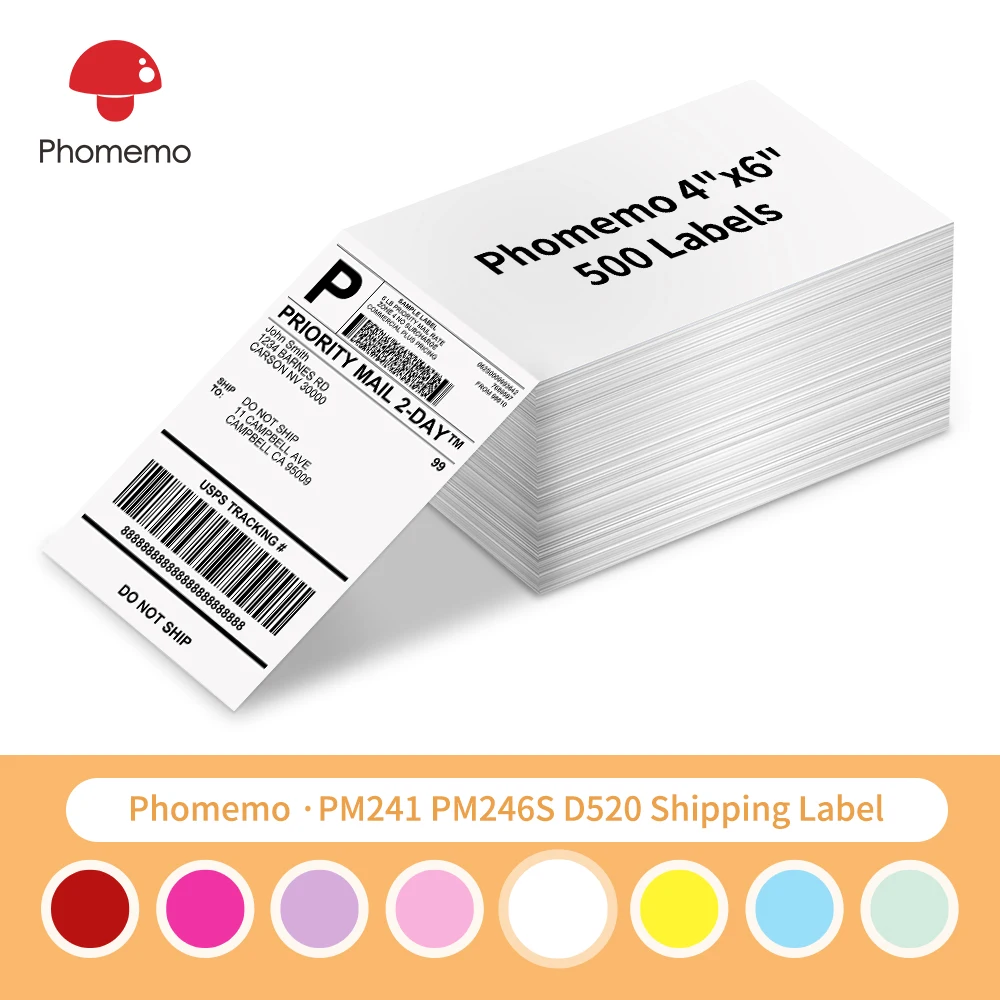100/500 Sheets Phomemo Thermal Label Sticker 100x150mm Shipping Labels for Postage Barcode Compatible with PM241 PM246S Printer