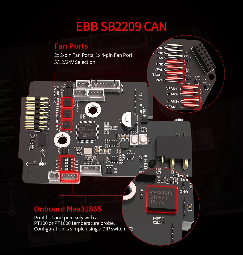 BIGTREETECH EBB SB2209 CAN/USB Board For Klipper Voron StealthBurner KNOMI Octopus Pro Raspberry Pi Canbus HeadTool PT1000
