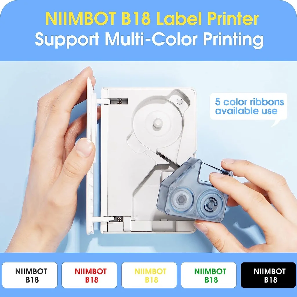NIIMBOT B18 Labeling Ribbon, Refill Tapes for Thermal Transfer Label Printer/Color label Printer, Long Lasting Non Fade