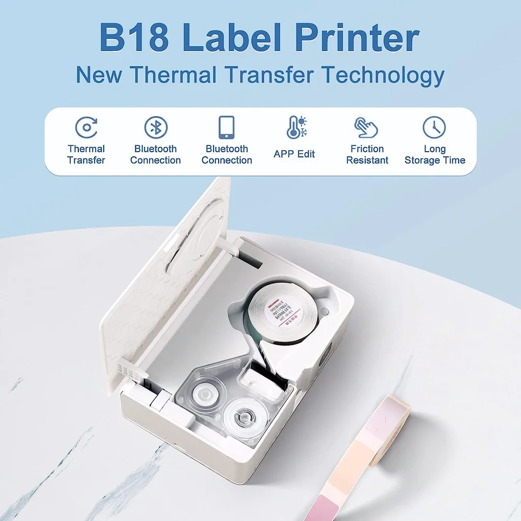 NIIMBOT B18 Labeling Ribbon, Refill Tapes for Thermal Transfer Label Printer/Color label Printer, Long Lasting Non Fade