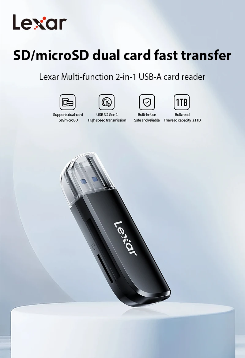 Original Lexar 300U Multi 2 in 1 USB Type A Card Reader Support SD/Micro SD Card Memoria Card Reader For MicroSDHC/SDXC