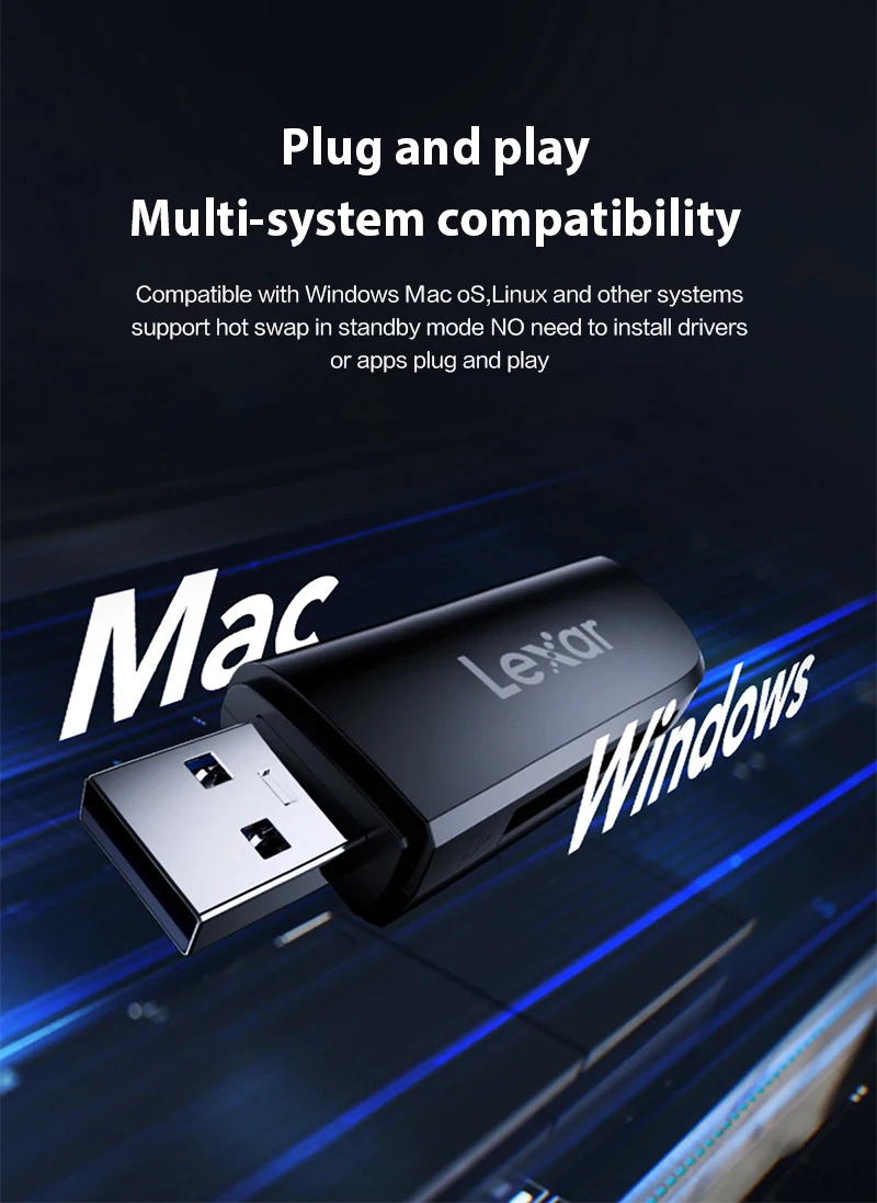 Original Lexar 300U Multi 2 in 1 USB Type A Card Reader Support SD/Micro SD Card Memoria Card Reader For MicroSDHC/SDXC