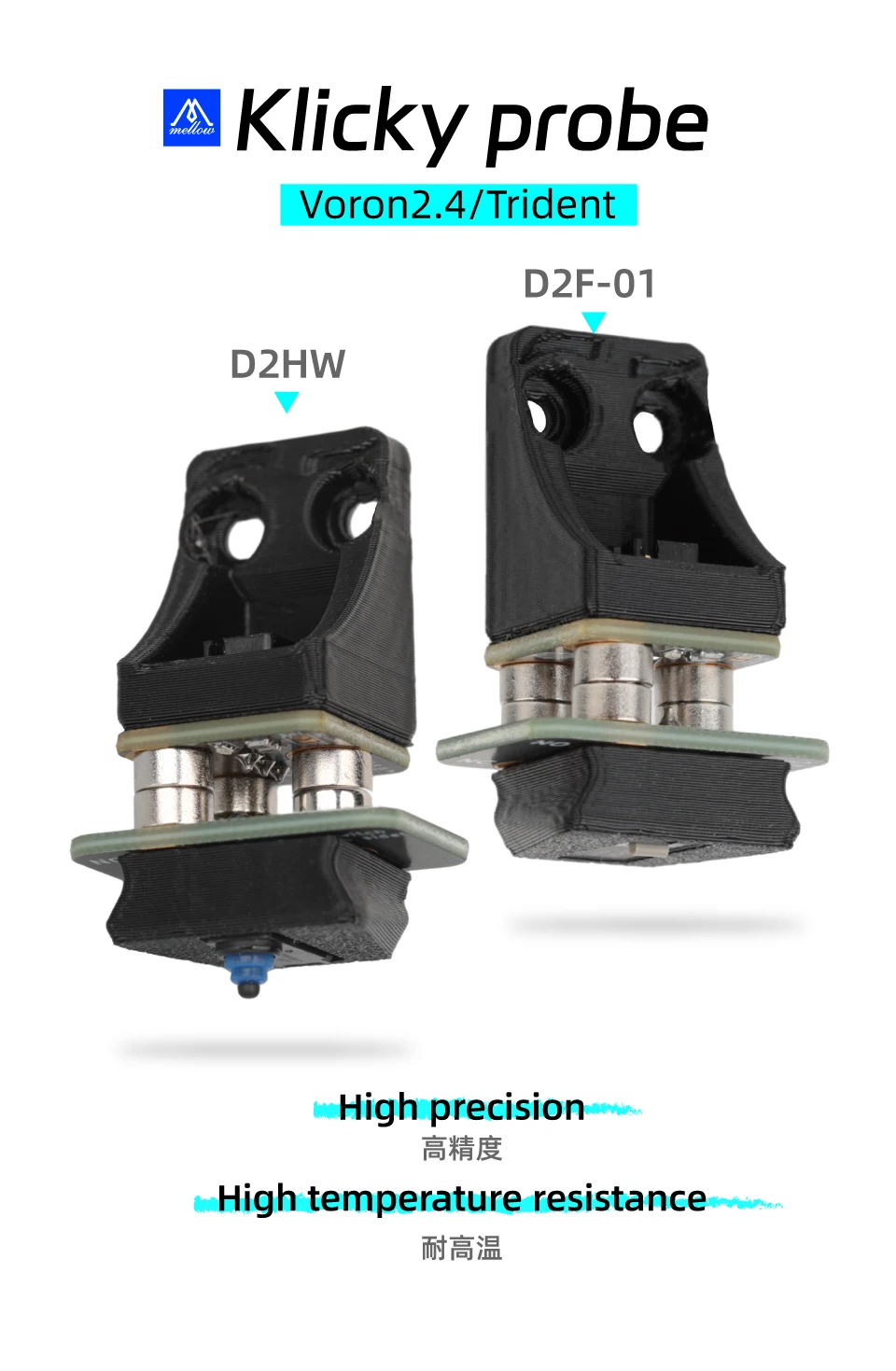 Mellow D2F-01/D2HW Klicky PCB Kit Voron 2.4 Probe 3D Printer DIY Z Auto Leveling Kits For Voron 3D Printers (No Prints Included)