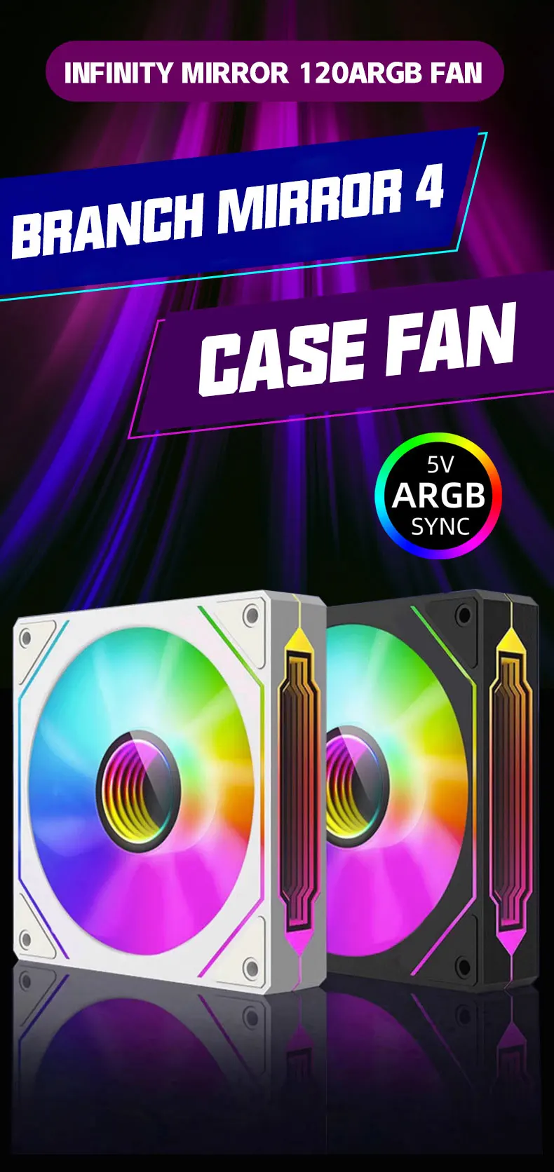Prism 4 PRO ARGB Fan PC 120mm Computer Case Fan 4pin PWM CPU Cooling Fans 3pin 12v RGB