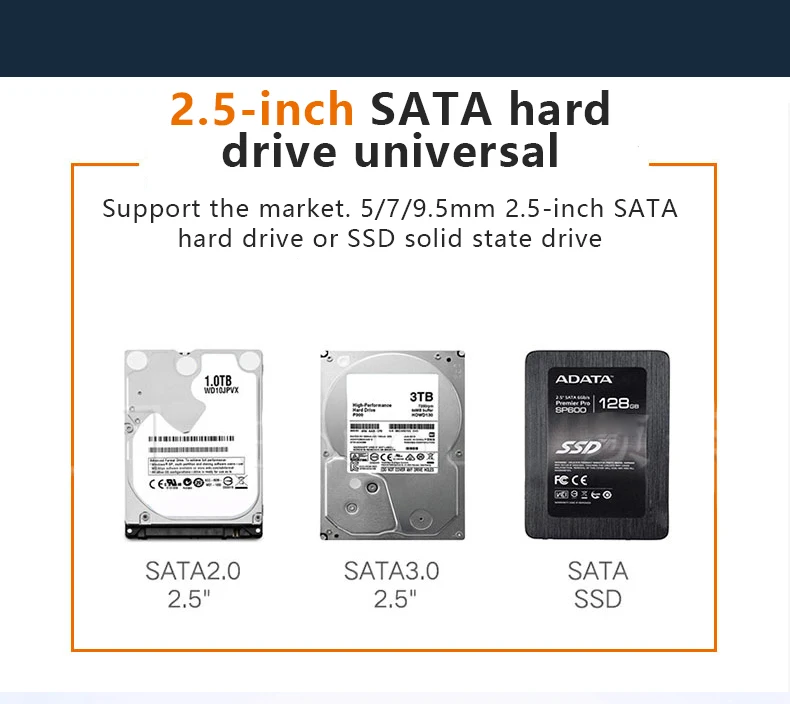 UTHAI T22 2.5" SATA to USB3.0 HDD Enclosure Mobile Hard Drive Cases for SSD External Storage HDD Box With USB3.0/2.0 Cable ABS