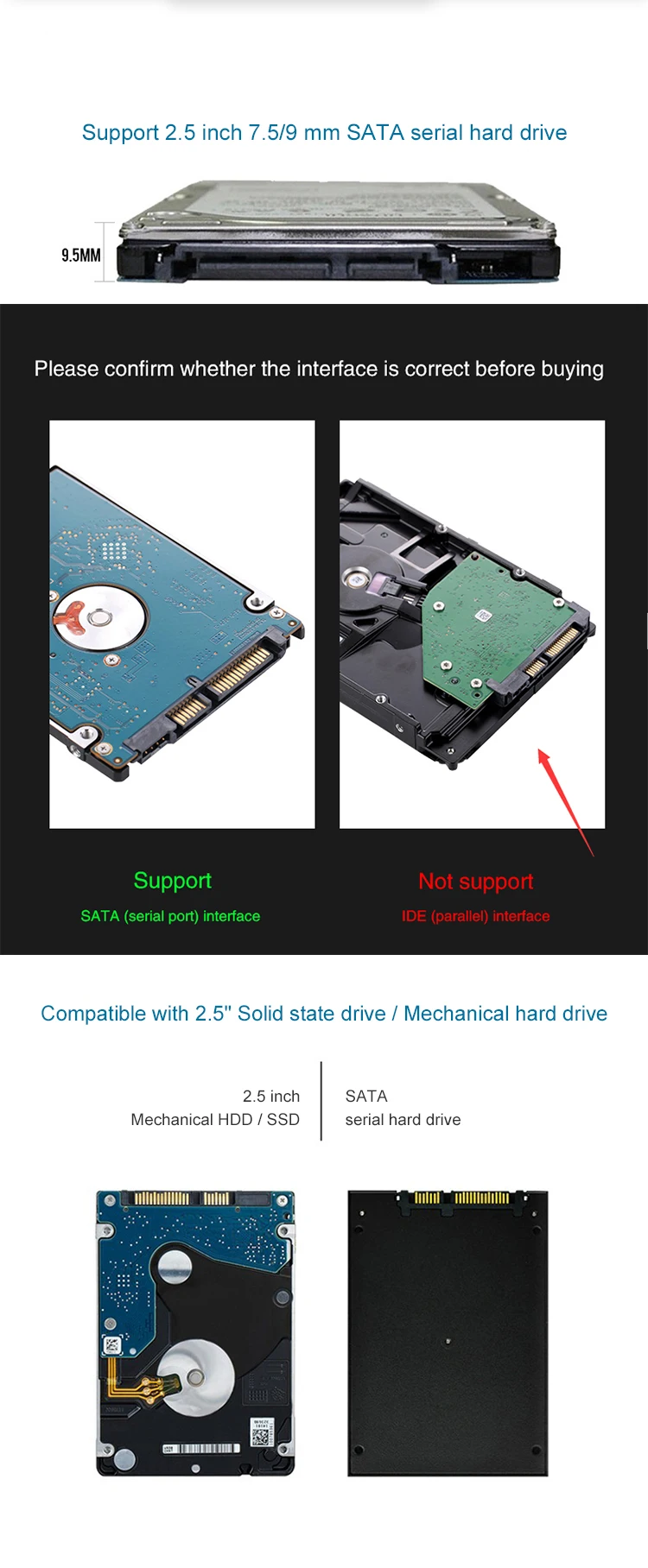 UTHAI T22 2.5" SATA to USB3.0 HDD Enclosure Mobile Hard Drive Cases for SSD External Storage HDD Box With USB3.0/2.0 Cable ABS