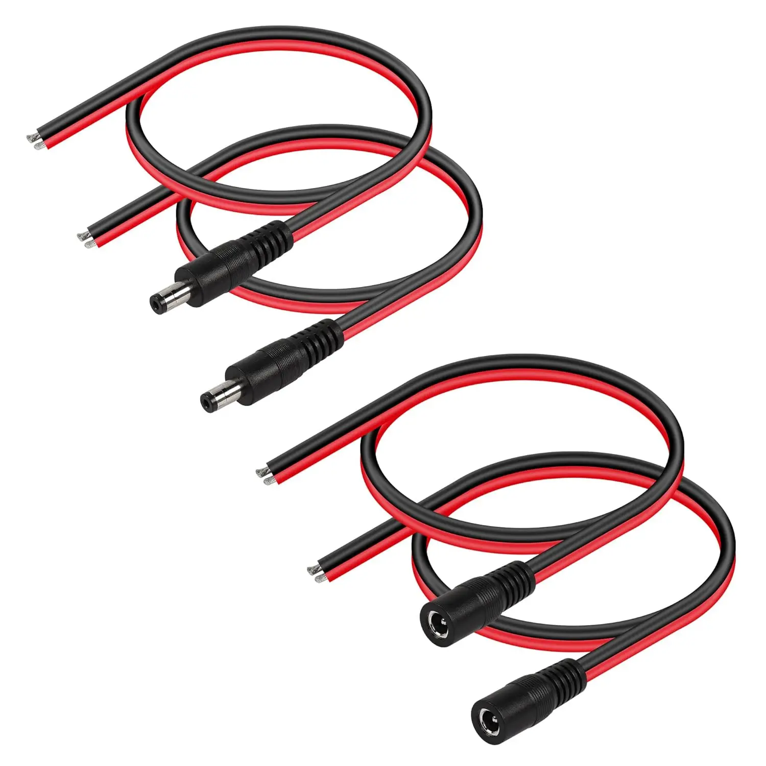 1 Pair 14AWG DC Power Pigtail 5.5mm X 2.1mm Male & Female Connector Power Extension Cable CCTV Security Camera LED Strip Light