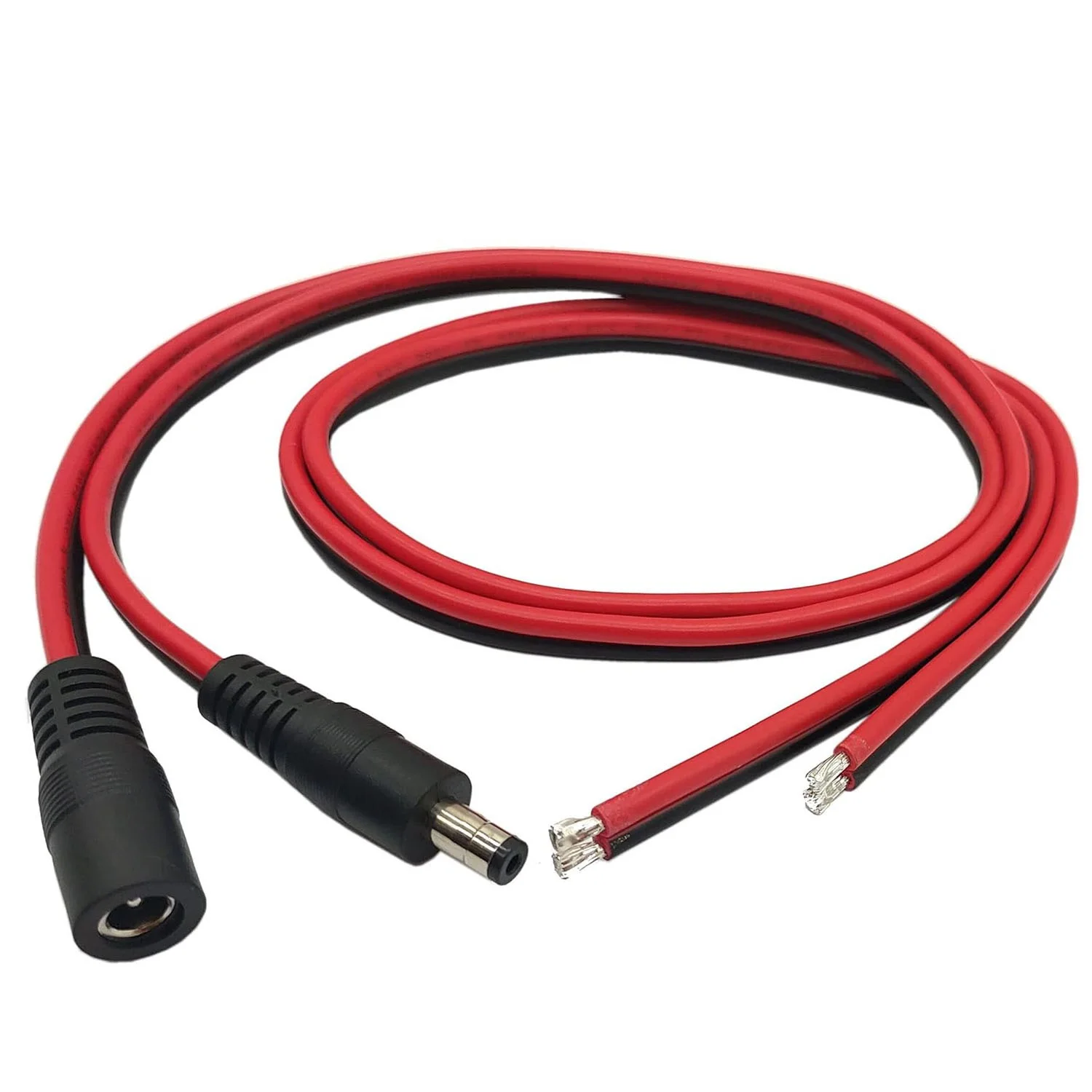 1 Pair 14AWG DC Power Pigtail 5.5mm X 2.1mm Male & Female Connector Power Extension Cable CCTV Security Camera LED Strip Light