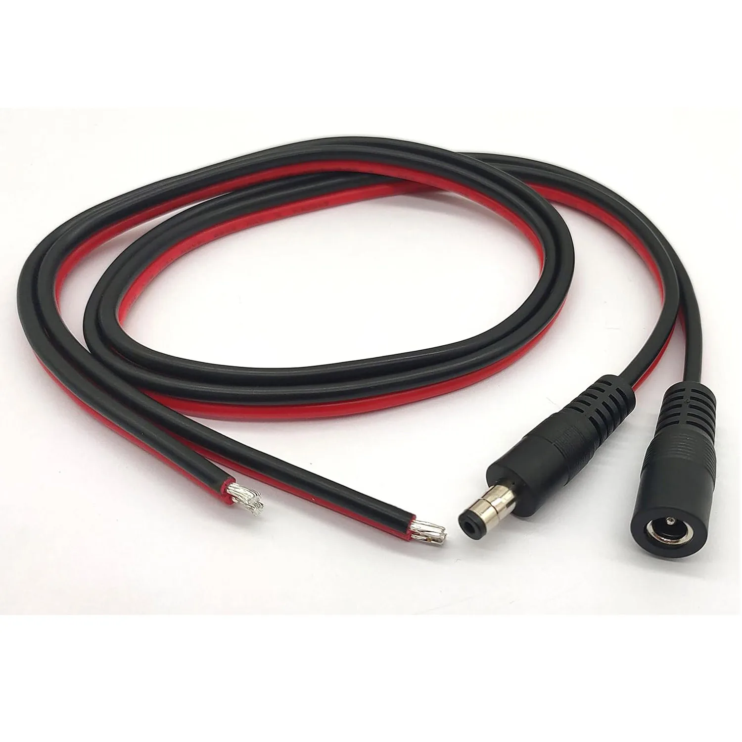 1 Pair 14AWG DC Power Pigtail 5.5mm X 2.1mm Male & Female Connector Power Extension Cable CCTV Security Camera LED Strip Light
