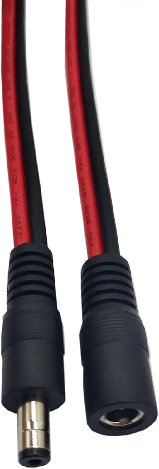 1 Pair 14AWG DC Power Pigtail 5.5mm X 2.1mm Male & Female Connector Power Extension Cable CCTV Security Camera LED Strip Light