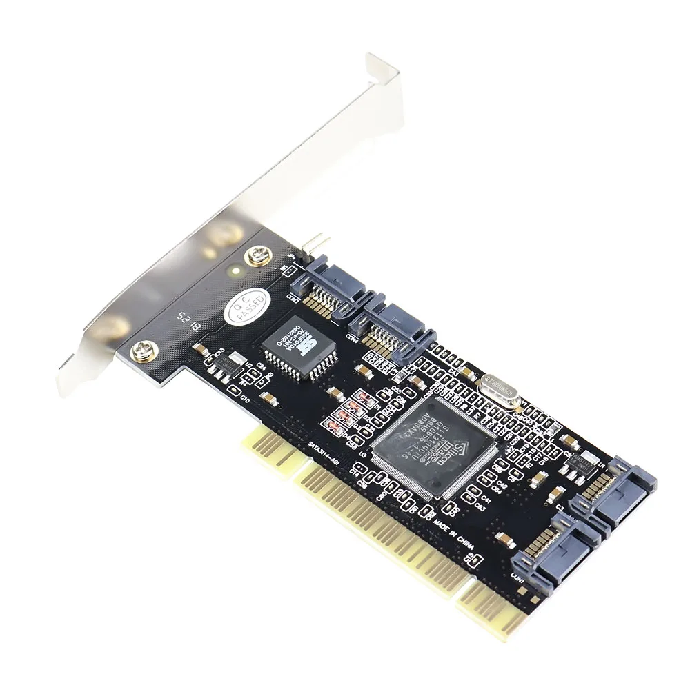 PCI To 4 Ports SATA Internal CONTROLLER RAID CARD 4 SATA SERIAL ATA PCI CONTROLLER RAID CARD Sil3114 Chipset Sata Cables