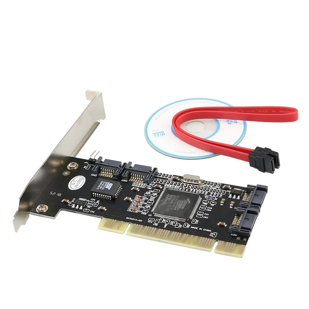 PCI To 4 Ports SATA Internal CONTROLLER RAID CARD 4 SATA SERIAL ATA PCI CONTROLLER RAID CARD Sil3114 Chipset Sata Cables