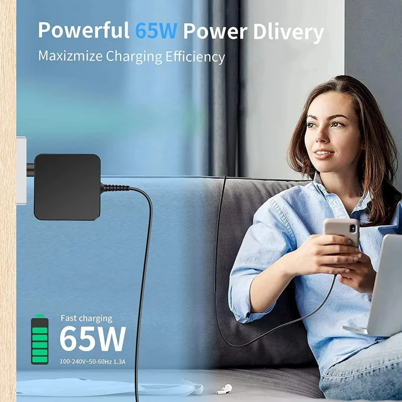 65W Type C 20V 3.25A 45W USB C Phone PD Laptop Charger Power Ac Adapter For MacBook ASUS ZenBook Lenovo Dell Xiaomi Air HP Sony