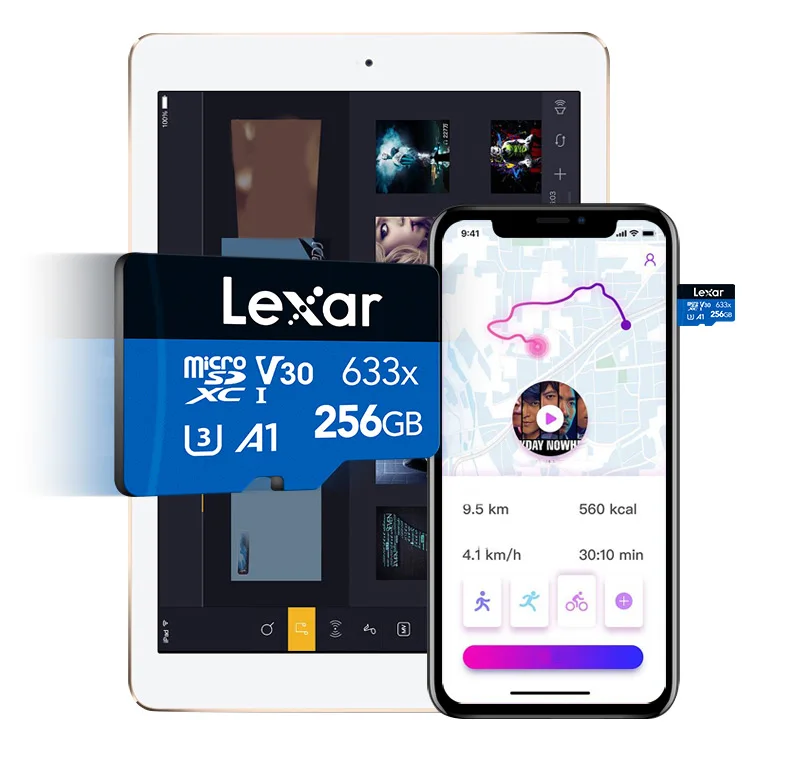 100% Original Lexar 633x Memory Card 32GB 64GB 128GBClass 10 High Speed 256GB 512GB TF Card UHS-I A1 Micro SD Card