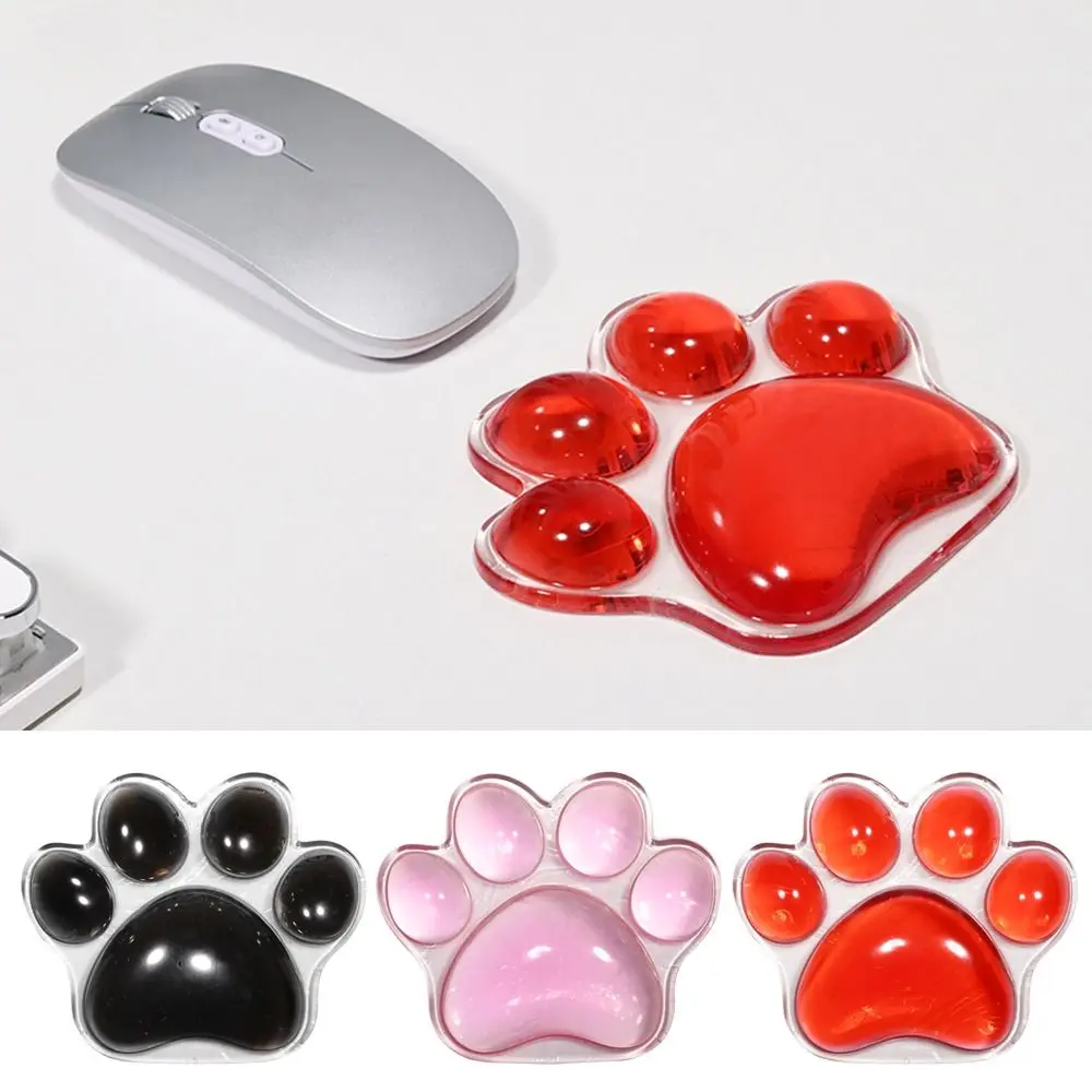 Transparent Cute Cat's Paw Shaped Mouse Pad Wrist Guard Non Slip Protection Hand Support Desktop Laptop Mouse Pad Wrist Rest